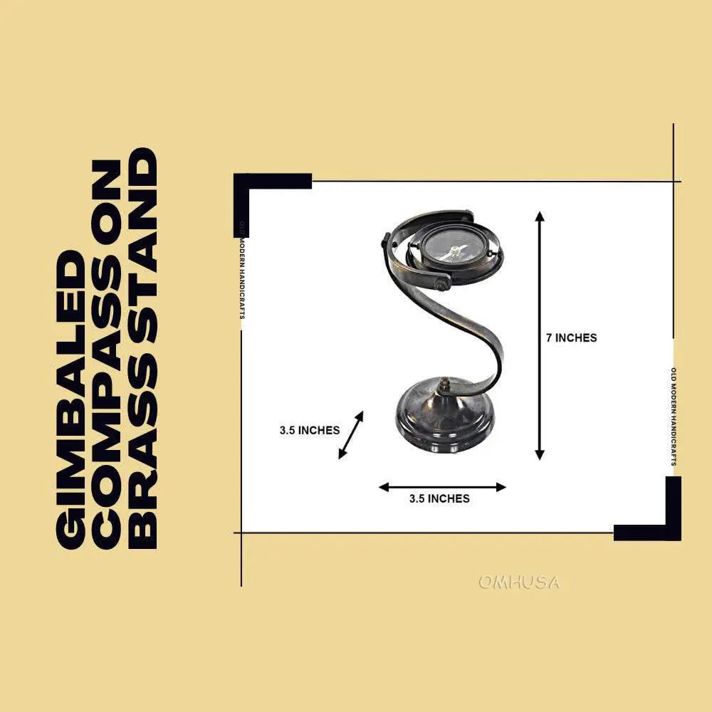 Gimbaled Compass on brass stand