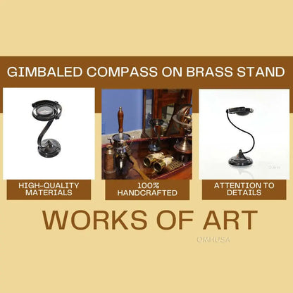 Gimbaled Compass on brass stand