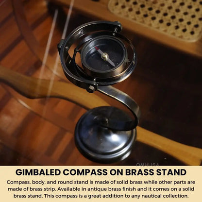 Gimbaled Compass on brass stand
