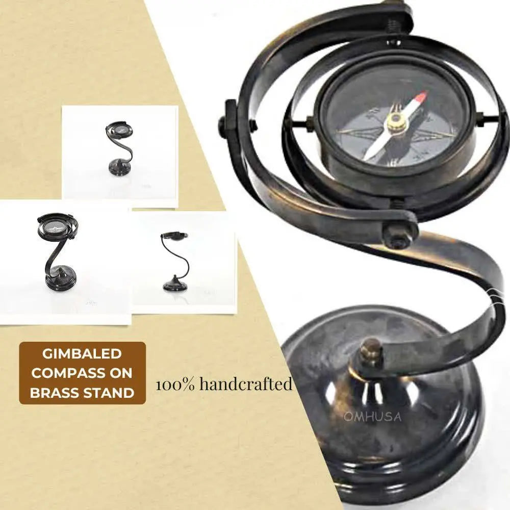 Gimbaled Compass on brass stand