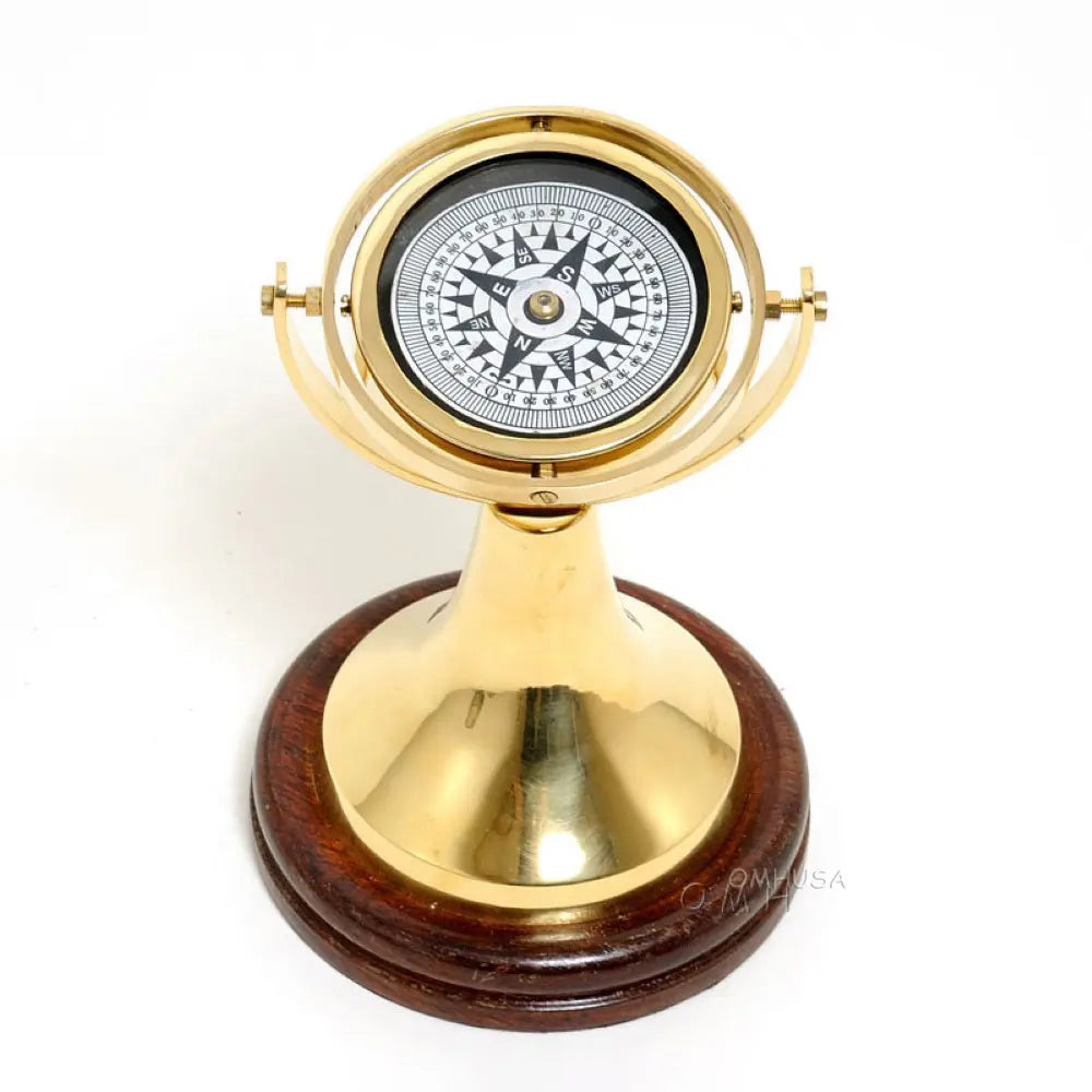 Gimbaled Compass on wood base