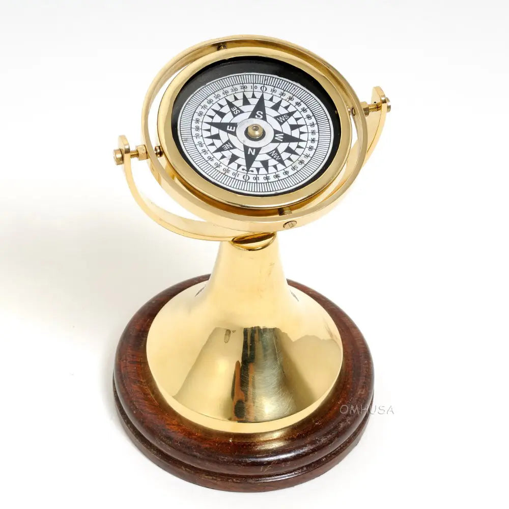 Gimbaled Compass on wood base
