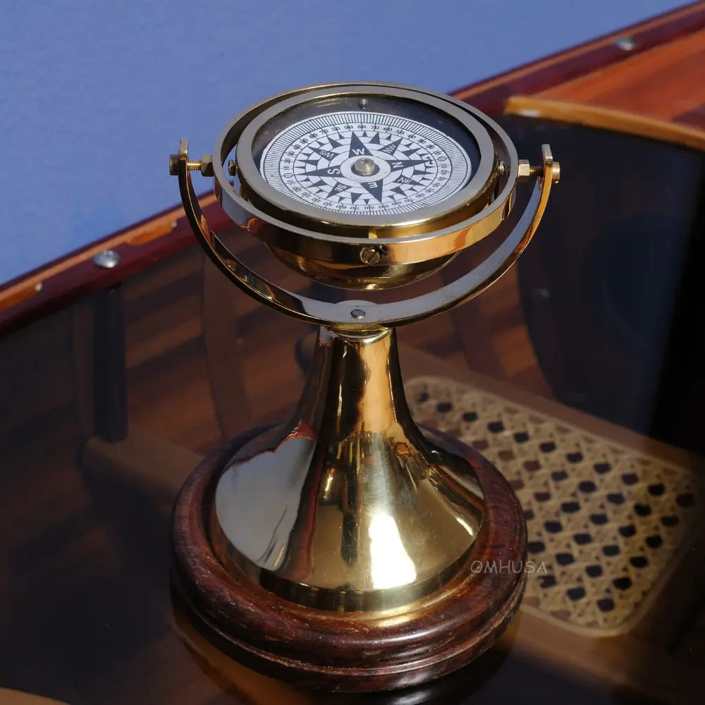 Gimbaled Compass on wood base