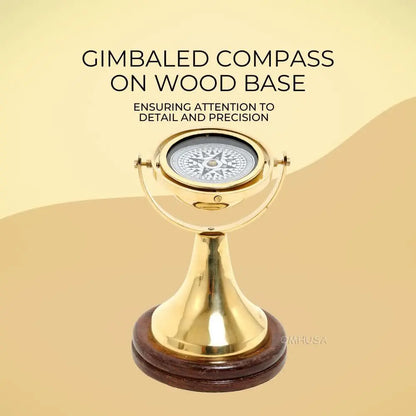 Gimbaled Compass on wood base
