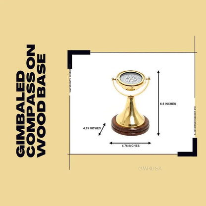 Gimbaled Compass on wood base