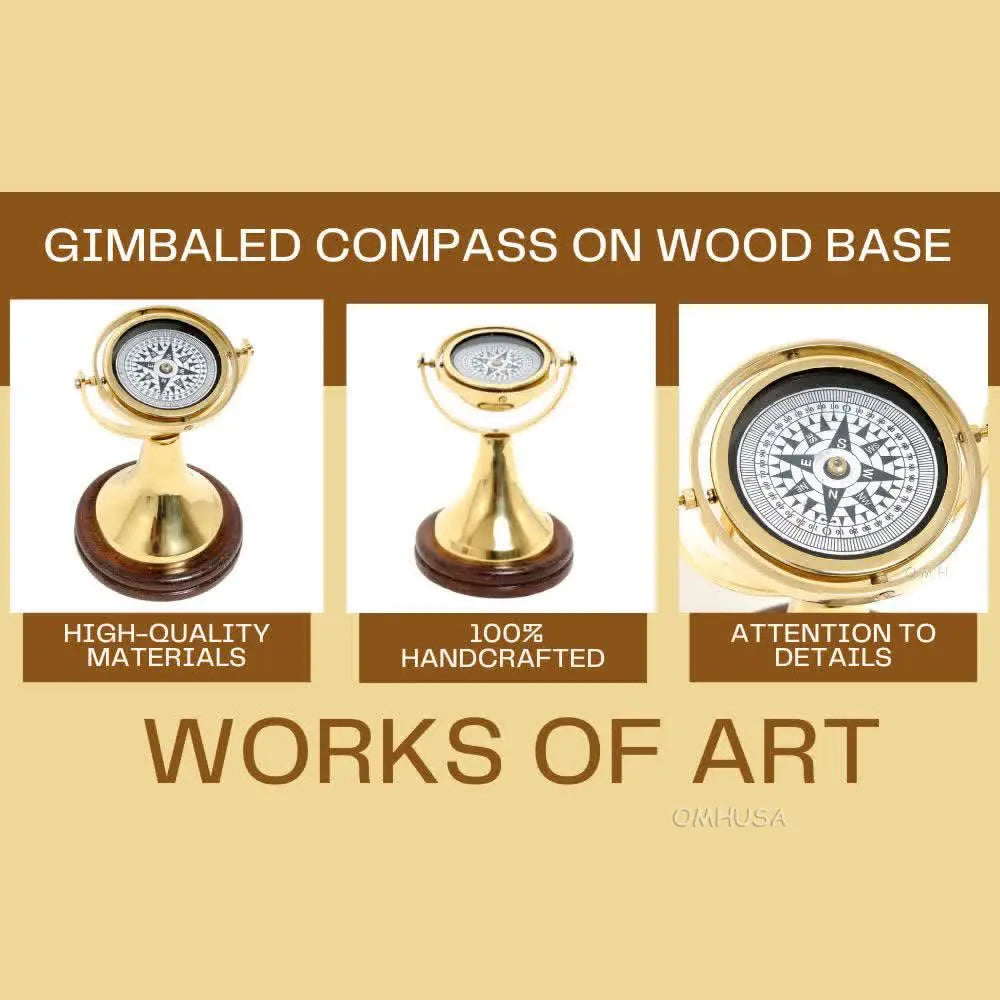 Gimbaled Compass on wood base