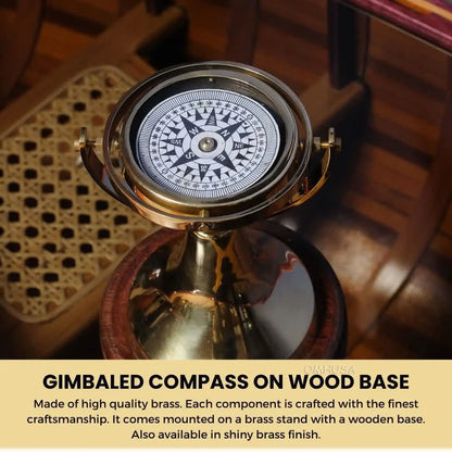 Gimbaled Compass on wood base