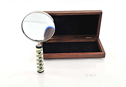 Loupe dans boîte en bois – 4 pouces