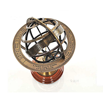 Sphère armillaire sur socle en bois