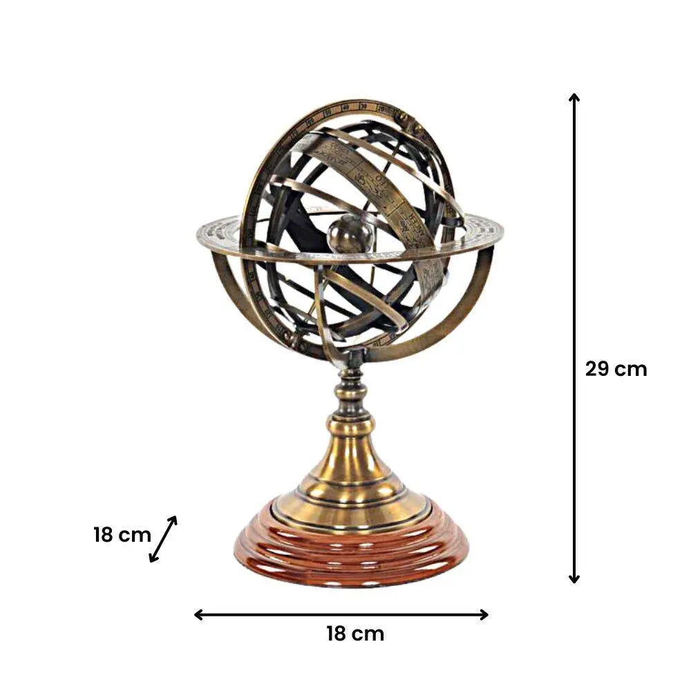 Sphère armillaire sur socle en bois
