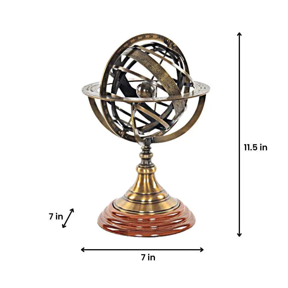 Sphère armillaire sur socle en bois