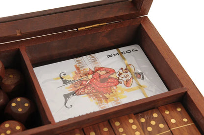 Wooden Game Set with Brass Goblet