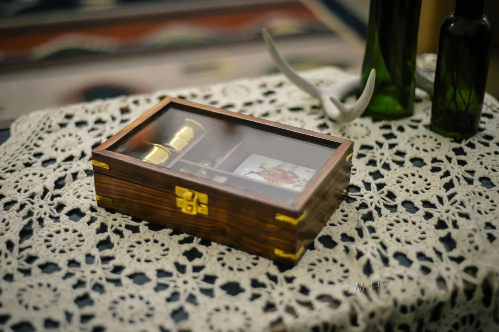 Wooden Game Set with Brass Goblet