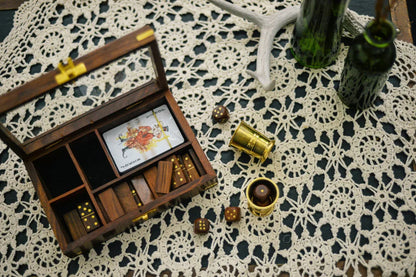 Wooden Game Set with Brass Goblet