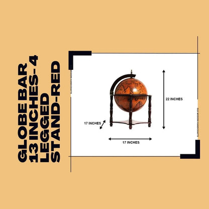 Bar globe 33 cm - 4 pieds - rouge