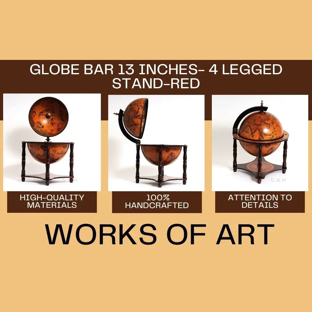 Bar globe 33 cm - 4 pieds - rouge
