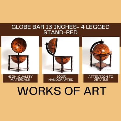 Bar globe 33 cm - 4 pieds - rouge