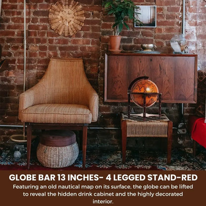 Bar globe 33 cm - 4 pieds - rouge