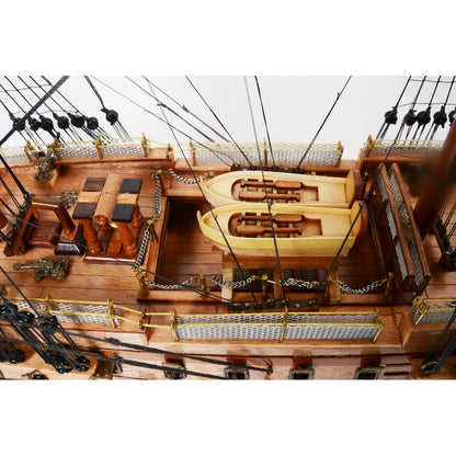 Regular wooden lifeboat with paddles medium and large