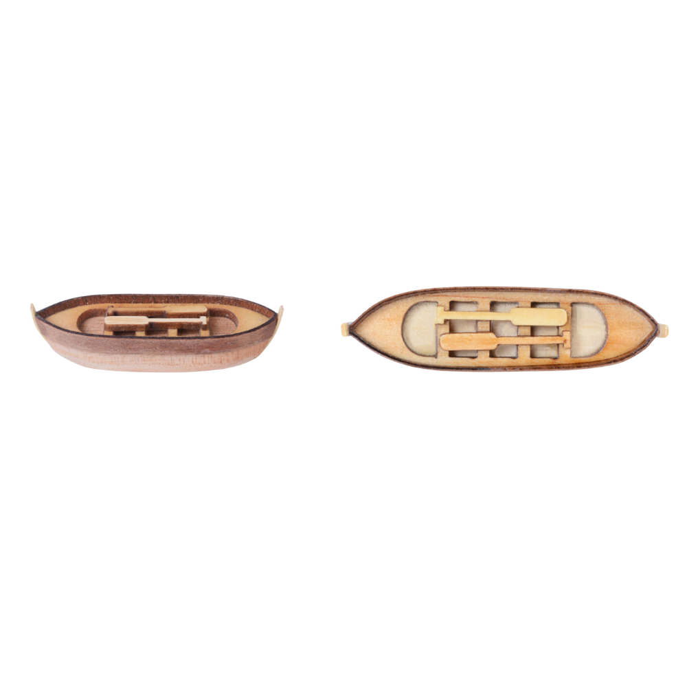 Symetric wooden lifeboat with paddles medium and large