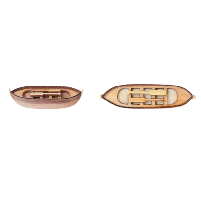 Symetric wooden lifeboat with paddles medium and large