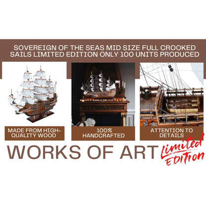 Sovereign of the Seas Medium Downwind Full Sails Limited Edition Only 100 Produced Admiral Line