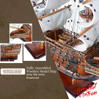 Sovereign of the Seas Medium Downwind Full Sails Limited Edition Only 100 Produced Admiral Line