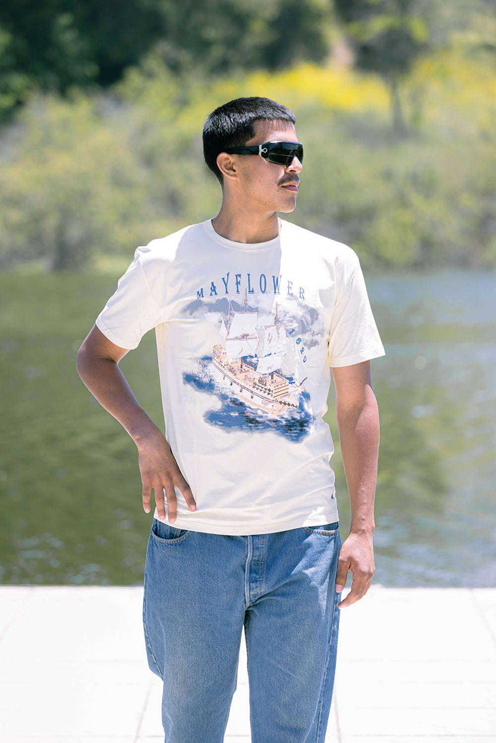 Majestic Mayflower Combo: A Model Ship and Iconic T-Shirt