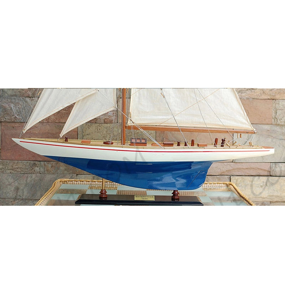 Enterprise Painted Large Sailboat Schooner Yacht Model
