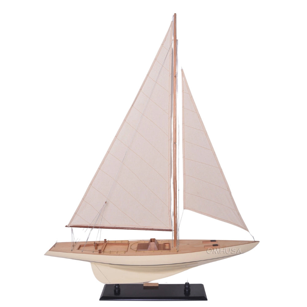 Columbia Painted Large Sailboat Schooner Yacht Model 24 Inches Long