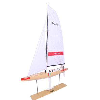 Maquette de voilier, goélette, yacht moyen Luna Rossa peint