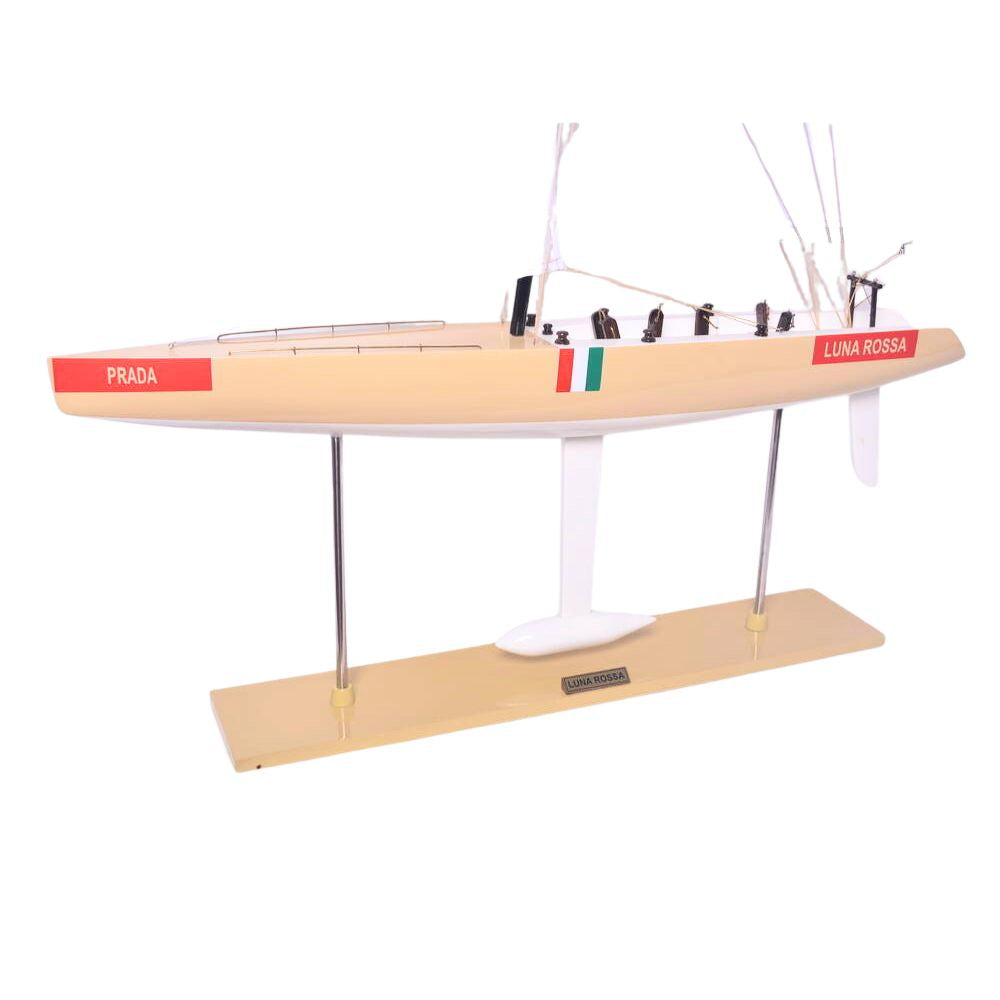 Maquette de voilier, goélette, yacht moyen Luna Rossa peint