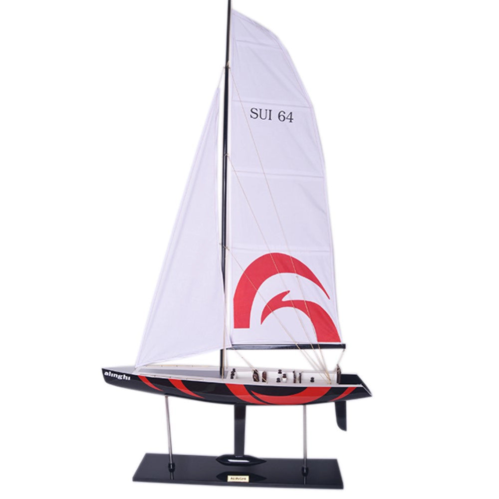 Maquette de yacht goélette Alinghi peinte de taille moyenne