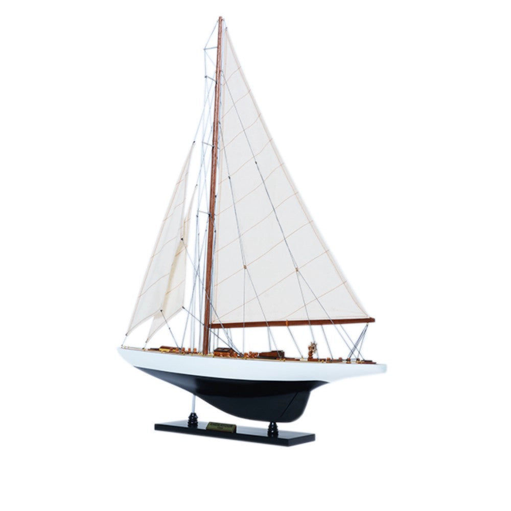 Endeavour Sailboat Schooner Yacht Model- Black & White Painted Small 24 inches long