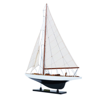 Endeavour Sailboat Schooner Yacht Model- Black & White Painted Small 24 inches long