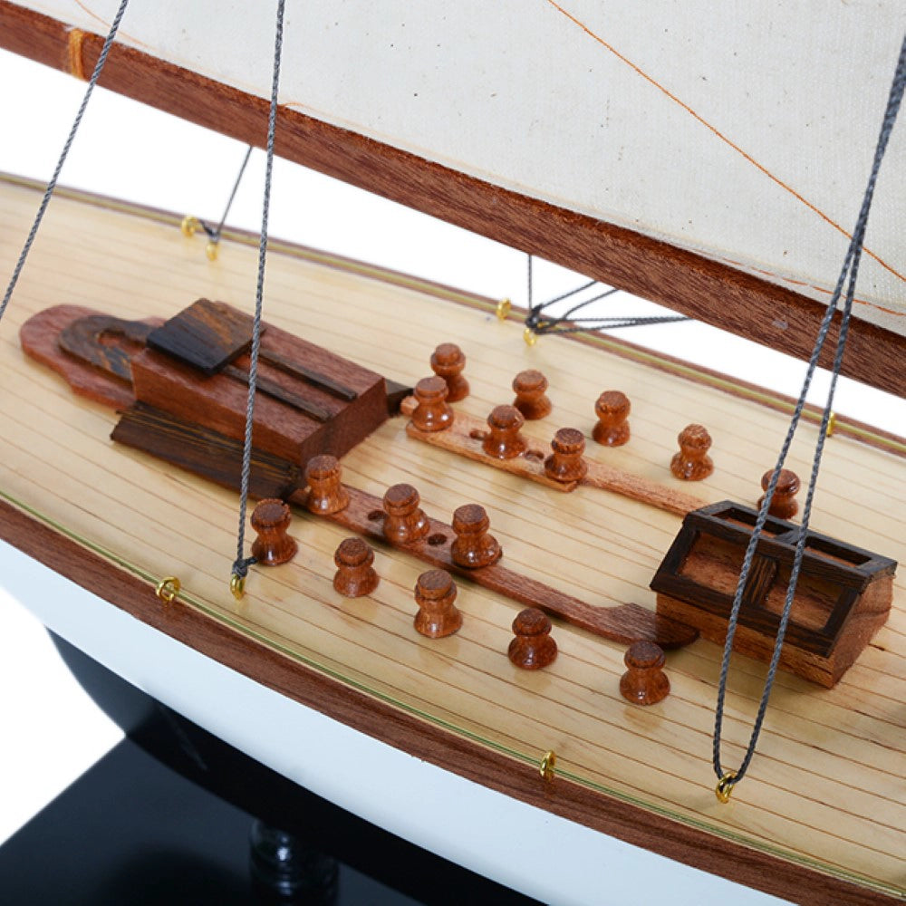 Endeavour Sailboat Schooner Yacht Model- Black & White Painted Small 24 inches long