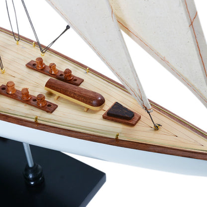 Endeavour Sailboat Schooner Yacht Model- Black & White Painted Small 24 inches long