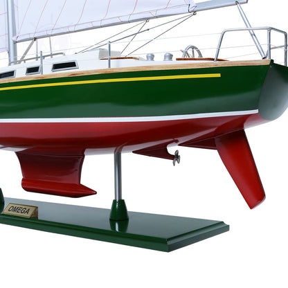Old Modern Handicrafts Omega Yacht Sailboat Model America Cup - Model Made from Premium Wood - Exquisite Nautical Décor for Home & Office - 30.0L x 7.0W x 45.0H Inches