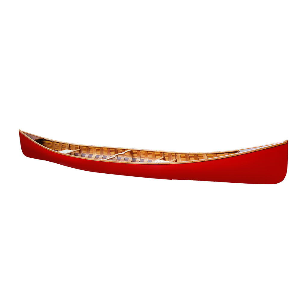 Red Wooden Canoe with Ribs 16ft