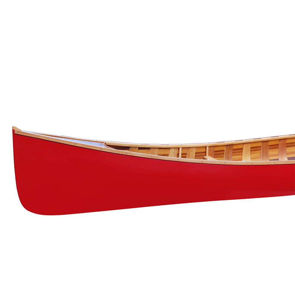 Red Wooden Canoe with Ribs 16ft