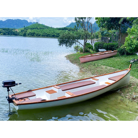 K241 - 18ft Composite Whitehall Row Boat w. Teak Gunwale