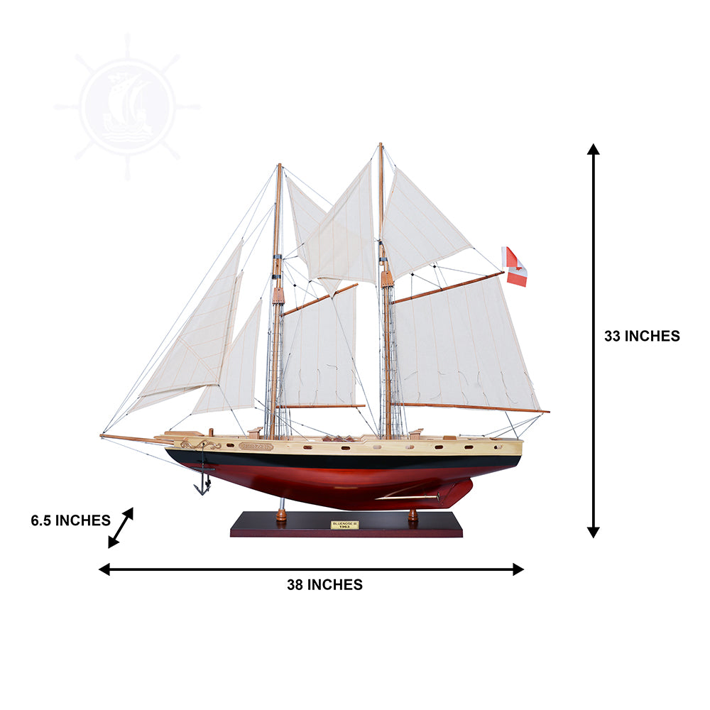 BLUENOSE II PAINTED MEDIUM Model Yacht | Museum-quality | Partially Assembled Wooden Ship Model